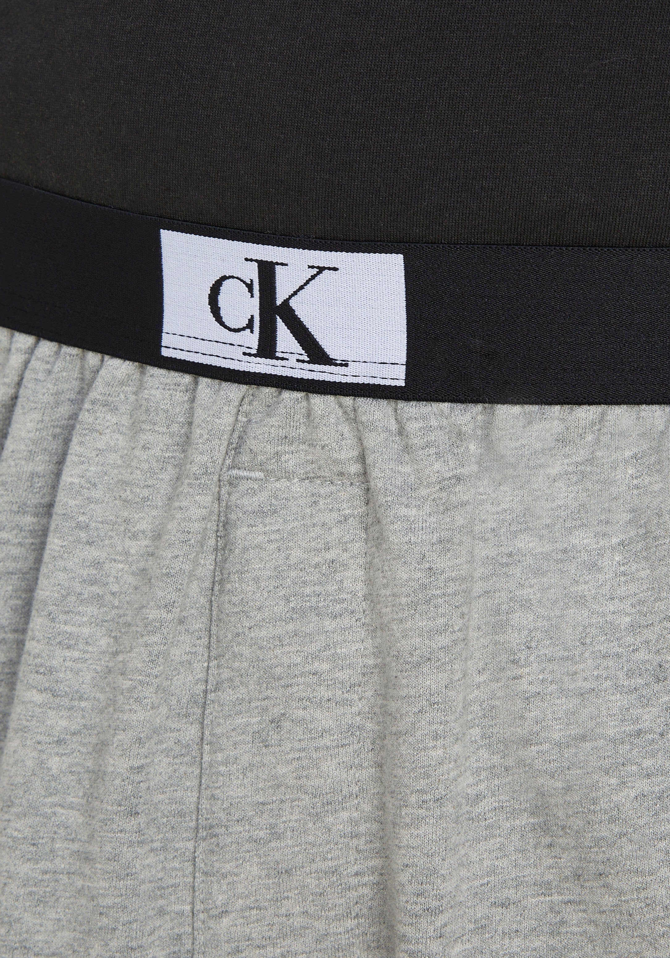 Calvin Klein SHORT SLEEP GREY-HEATHER Underwear Logo-Elastikbund Schlafshorts mit Calvin Klein