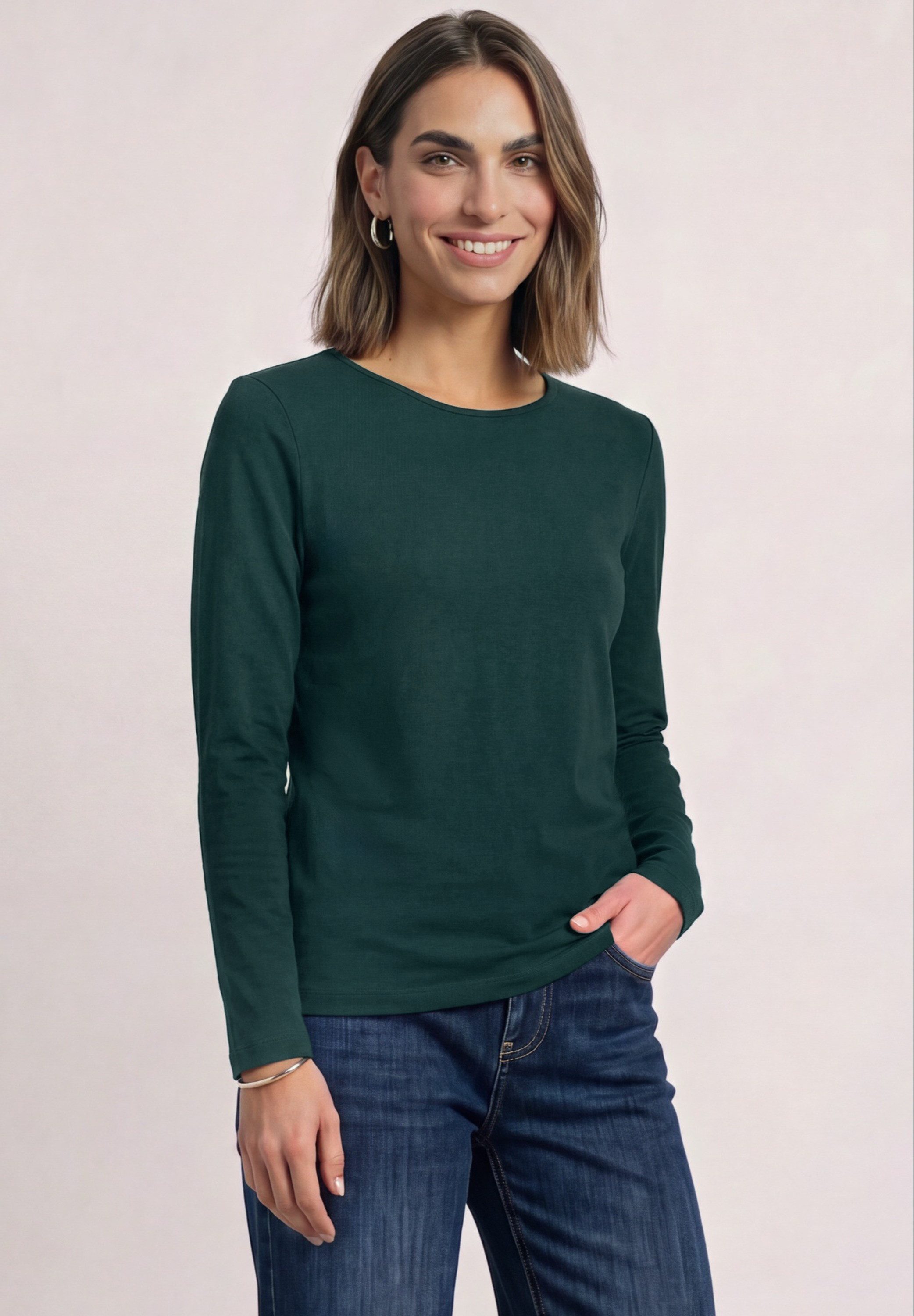 STREET ONE Langarmshirt in Unifarbe