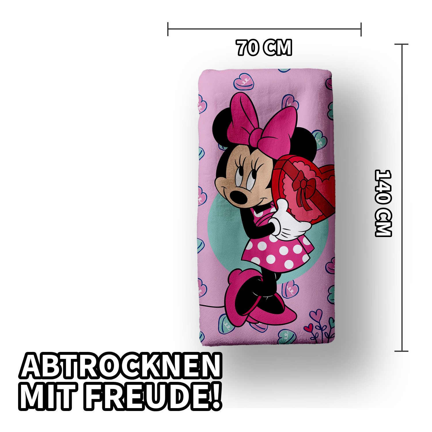 Jerry Fabrics Handtücher Disney Minnie Mouse Duschtuch Strandtuch Badetuch pink 70 x 140 cm, (1 Duschtuch, 1-St), Langlebig