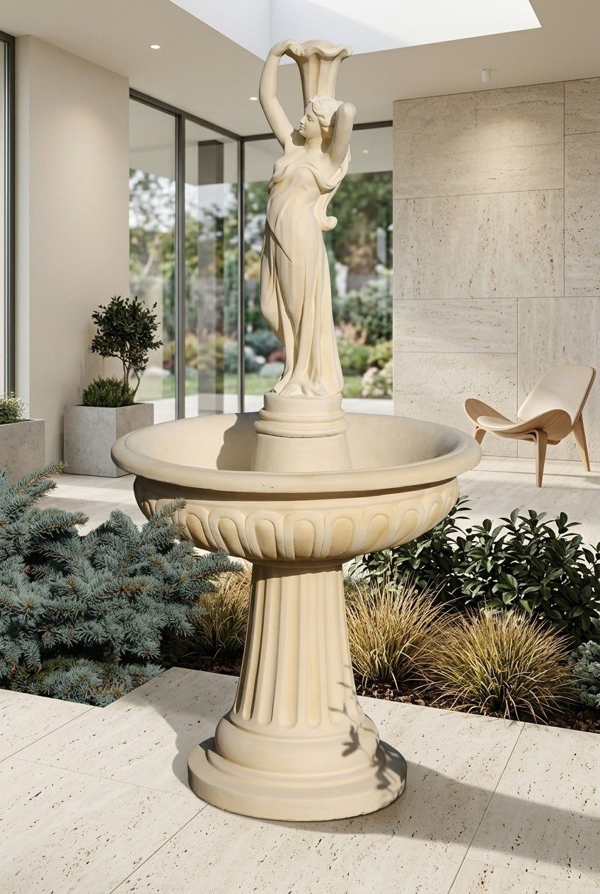 JVmoebel Gartenbrunnen Froschbrunnen aus Stein für den Garten, handgefertigt, (1 tlg), Made in Europa