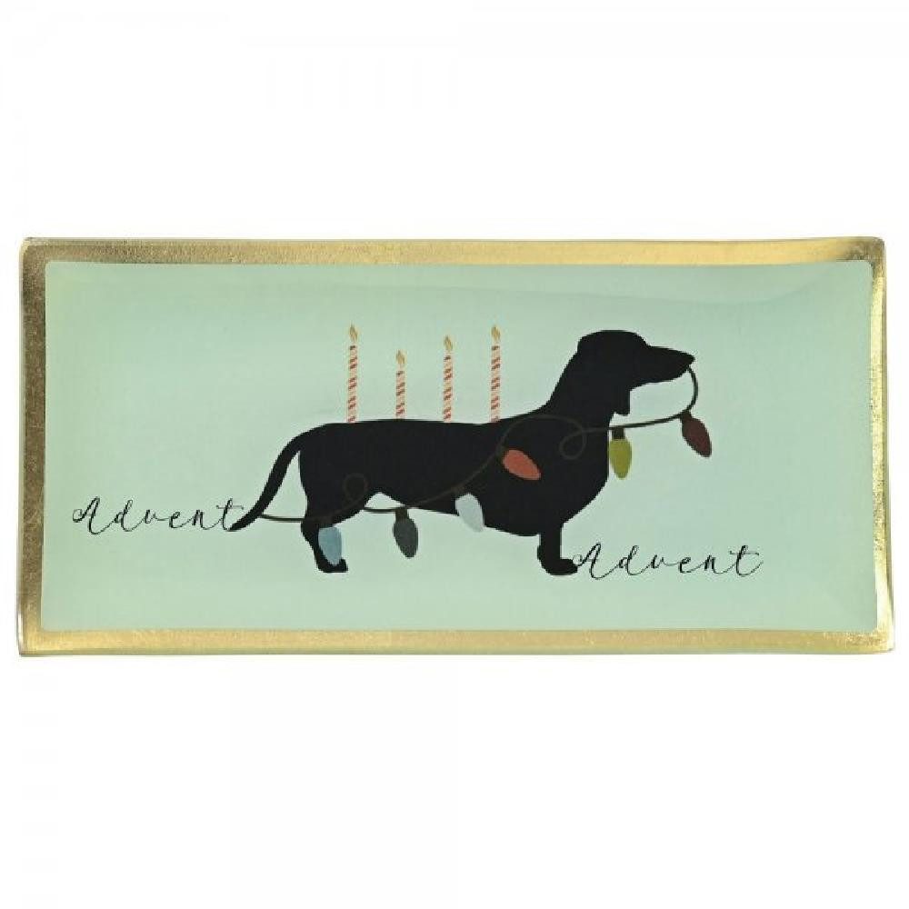 Giftcompany Geschirr Glasteller Advent Hund mit Lichterkette (21x10cm) günstig online kaufen