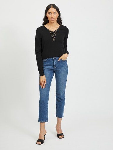 Vila V-Ausschnitt-Pullover VIRIL V-NECK L/S KNIT TOP - NOOS Materialmix, regular fit