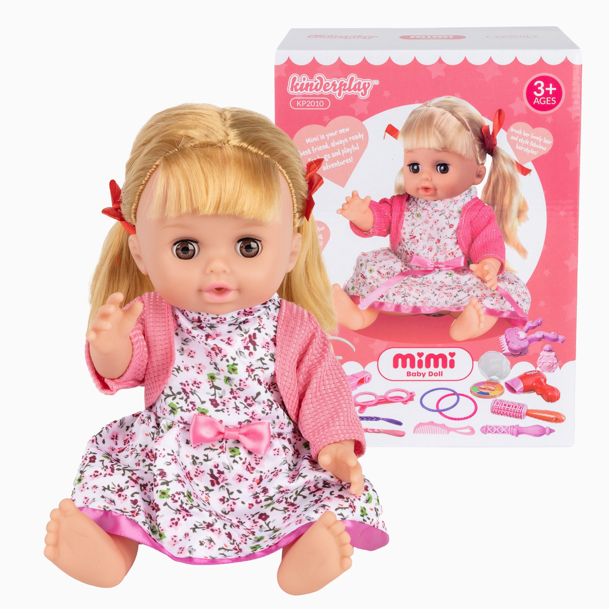 Kinderplay Dolls & Strollers Babypuppe Baby-Puppe mit Friseurset – sprechend – Spielspaß ab 3 Jahren (Set)