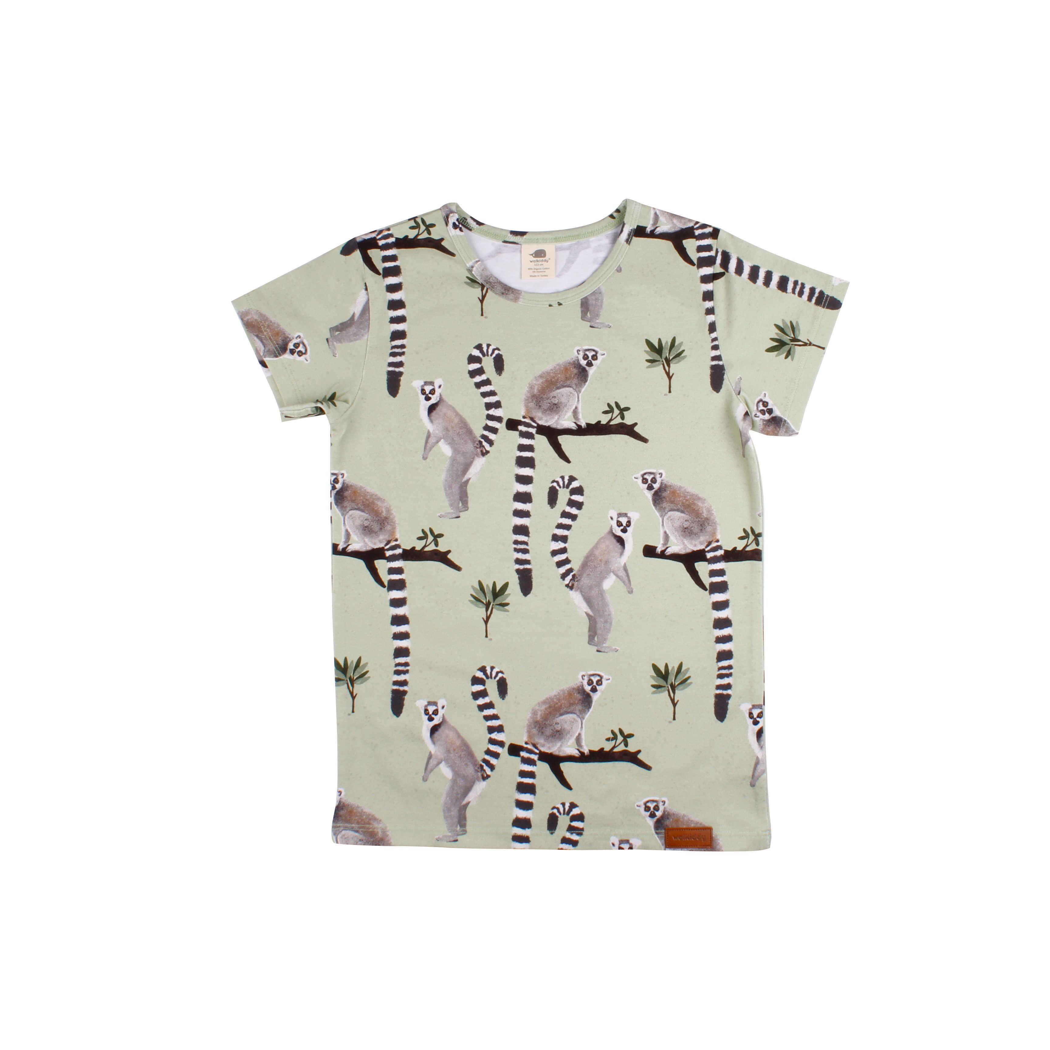 T-Shirt Walkiddy Lemurs Kinder Bio Baumwolle GOTS Braun