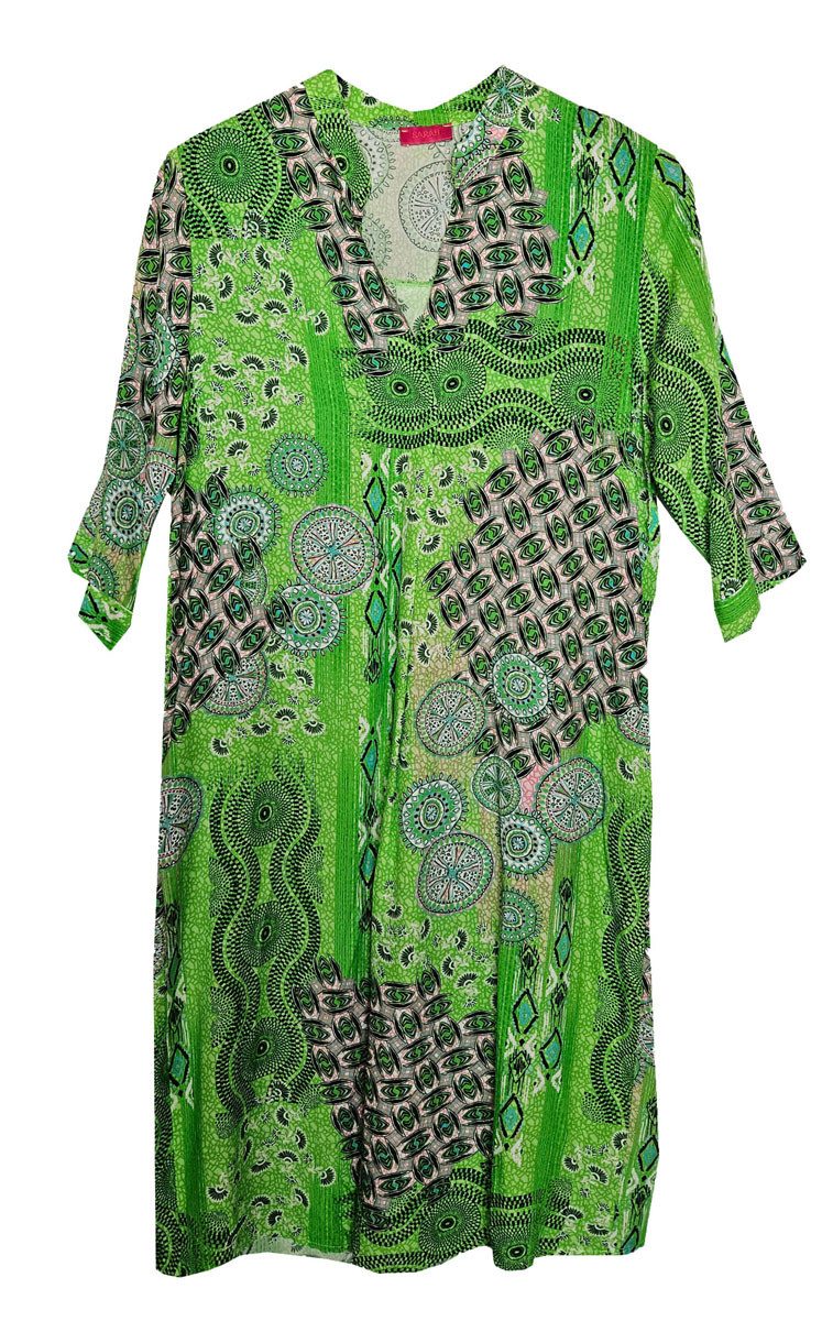 Druckkleid Saison Blusenkleid V-Ausschnitt Bunt Satinkleid