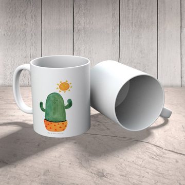 Mr. & Mrs. Panda Kinderbecher Kaktus Sonne - Weiß - Geschenk, Camping Becher, Plastik Tasse, Motiva, Kunststoff, Mikrowellenbeständig