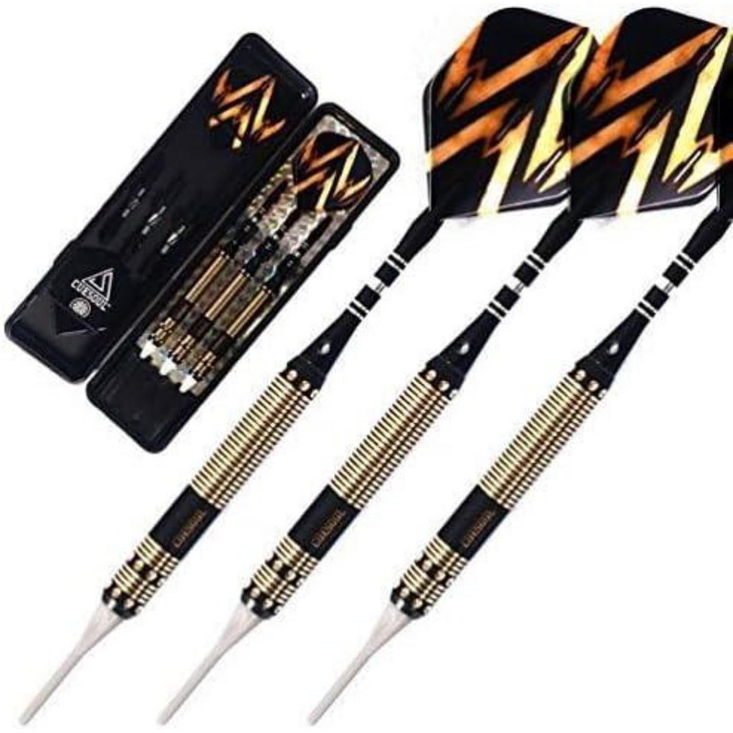 LuxusKollektion Softdarts 16 Gramm Soft Tip Darts Set inkl. Slim Case, 2 Satz Dart Wellen & 3