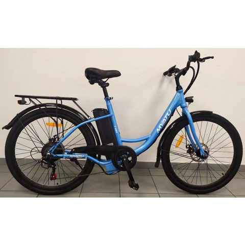 Myatu E-Bike 26 Zoll E-Citybike für Damen & Herrren, mit 12,5Ah Akku maxmail 100km, 6 Gang Shimano, Kettenschaltung, Heckmotor