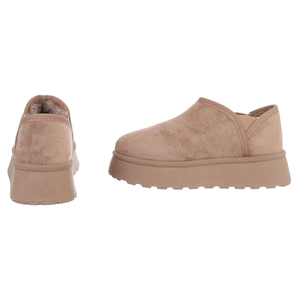 Ital-Design Damen Slip-on Plateau Schuh mit Profilsohle Snowboots (92214513) Flach Stiefeletten in Hellbraun – Bild 5 von 5