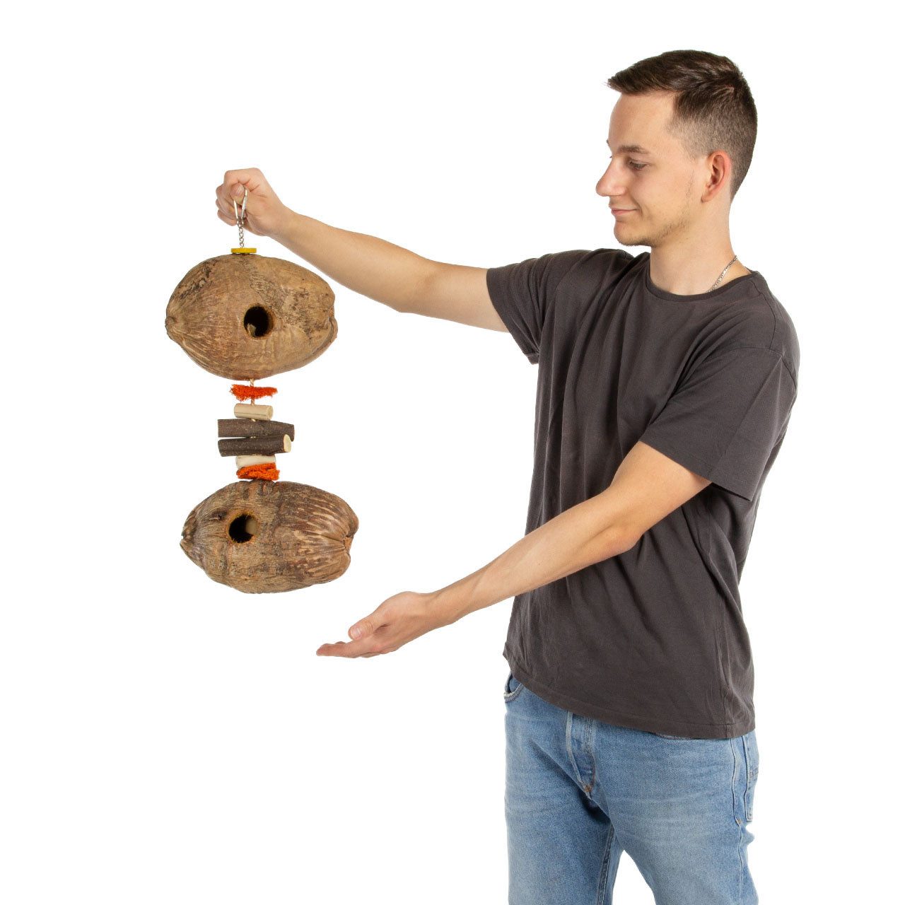 Happy Bird Vogelspielplatz Kokusnuss-Holz Vogelspielzeug, Coco Natural Doub günstig online kaufen