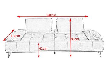 KAWOLA Schlafsofa WIOLO, Sofa Daybed Leder mit o. ohne Hocker versch. Farben