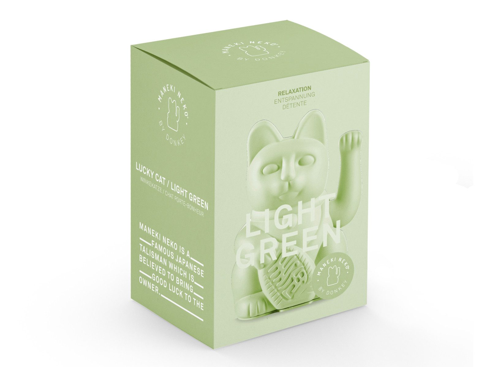 Donkey Products Dekofigur Lucky Cat Classic Winkekatze hellgrün 15cm