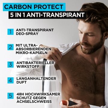 L'ORÉAL PARIS MEN EXPERT Deo-Spray Carbon Protect Anti-Transpirant, mit 48H Trockenschutz