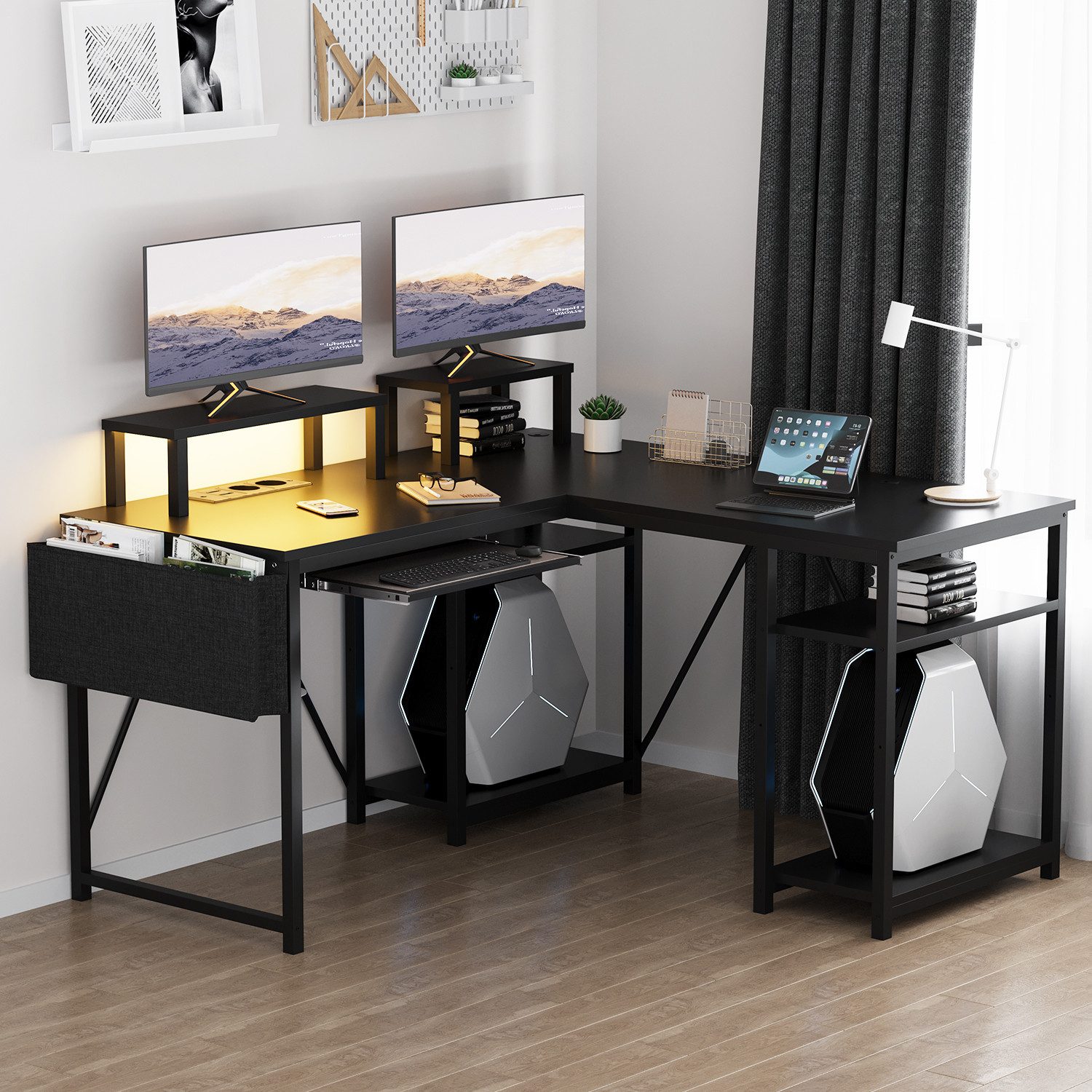 HOMALL Gamingtisch Eckschreibtisch mit LED, Schreibtisch günstig online kaufen