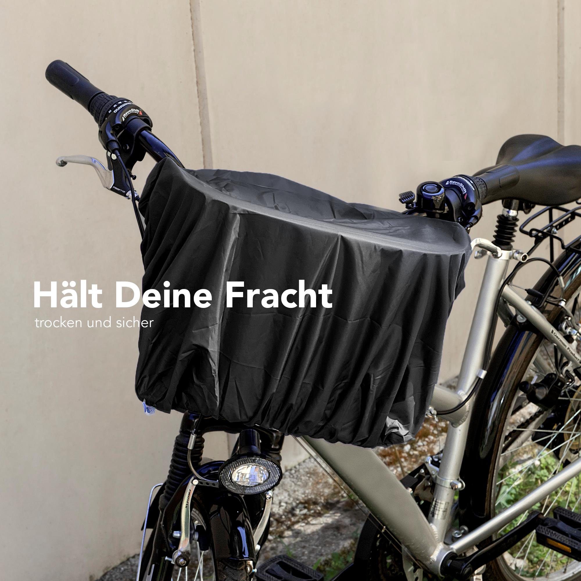 EAZY CASE Fahrradkorb Universal Regenschutz für Korb, Regenschutz Korbüberzug mit Gummiband Haube wasserabweisend Schwarz