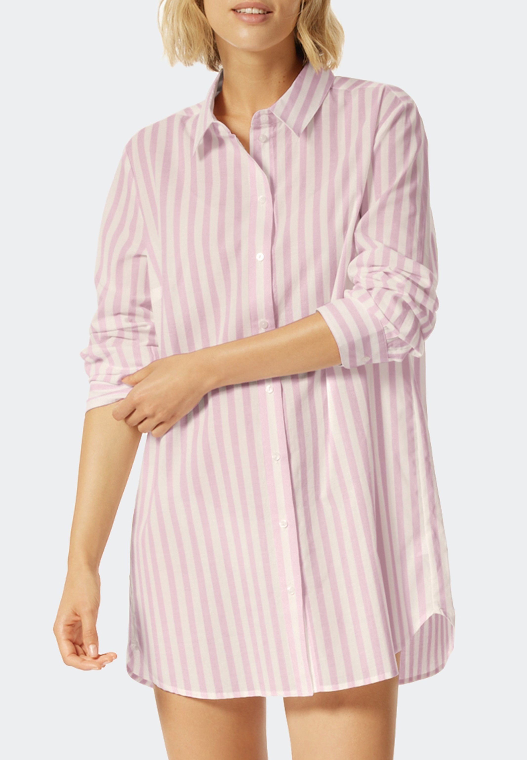 Schiesser Nachthemd - Baumwolle Story - Nachthemd (1-tlg) Pyjama Flieder
