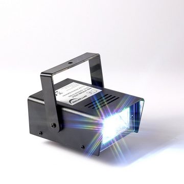 SATISFIRE Discolicht Mini LED Stroboskop - Batteriebetrieb - Geschwindigkeitsregelung, kaltweiss (5300K bis 6000K)