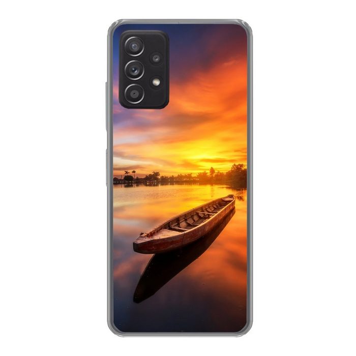 MuchoWow Handyhülle Boot - Wasser - Sonnenuntergang - Orange - Wasser Handyhülle Telefonhülle Samsung Galaxy A33