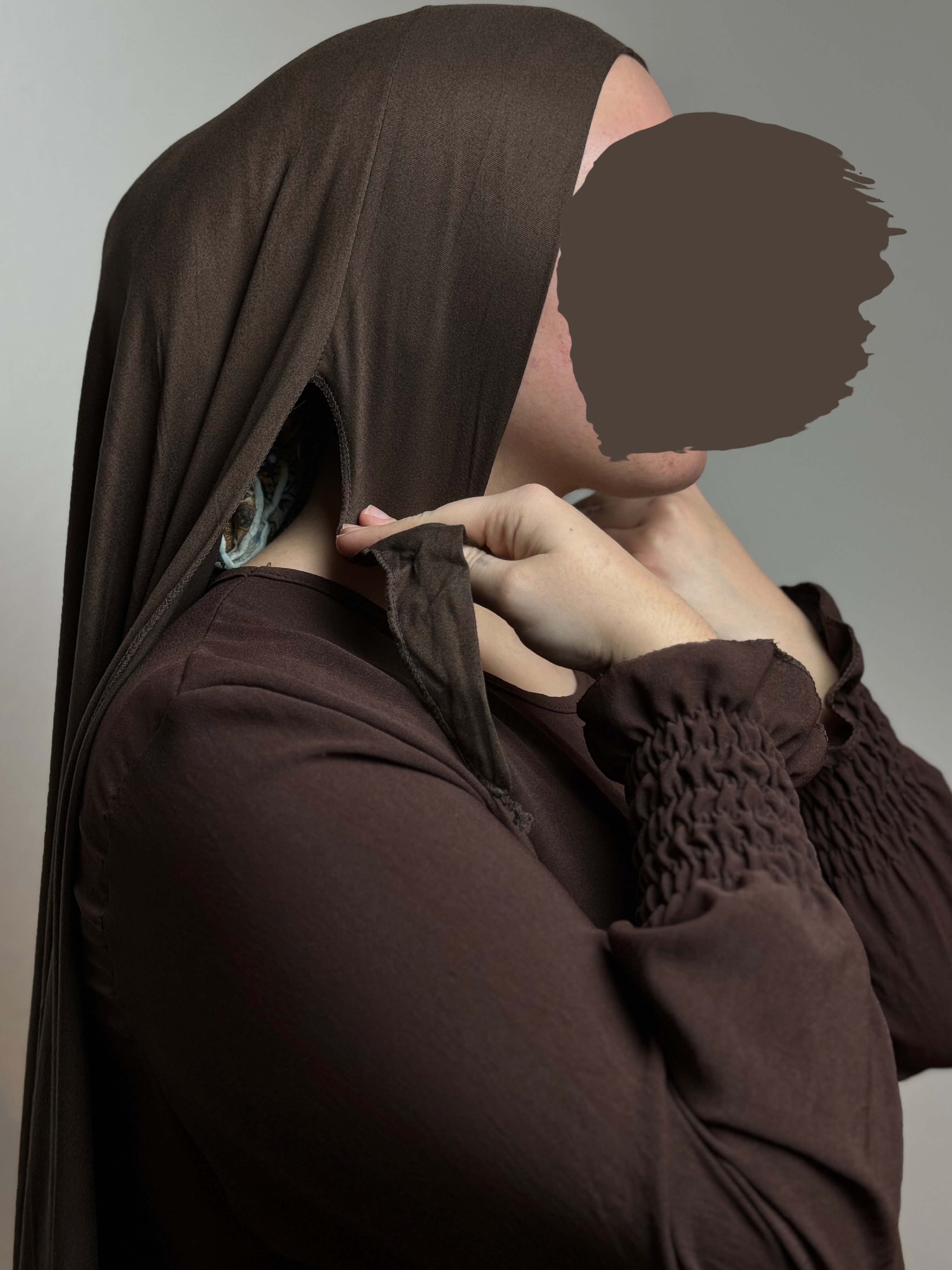 1 2 Kopftuch Easy HIJABIFY Hidschab/ unter (antirutsch) Jersey-Stoff Choco integrierter Hijab/ Tuch Hijab mit in Hijab