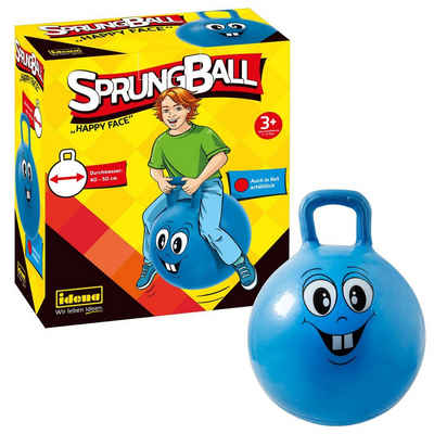 Idena Hüpfball Idena Sprungball "Happy Face" blau ø 40 cm - 50 cm Hüpfball Springball