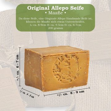 Sibastore Handseife Originale Handmade Aleppo Seife mit 30% Lorbeeröl & 70% Olivenöl, ph-Neutral, bio, traditionell im Jutesack(recyclebar)