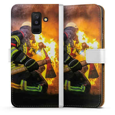 DeinDesign Handyhülle Feuerwehr Feuer Lebensretter Volunteer Firefighter, Samsung Galaxy A6 Plus Duos (2018) Hülle Handy Flip Case Wallet Cover