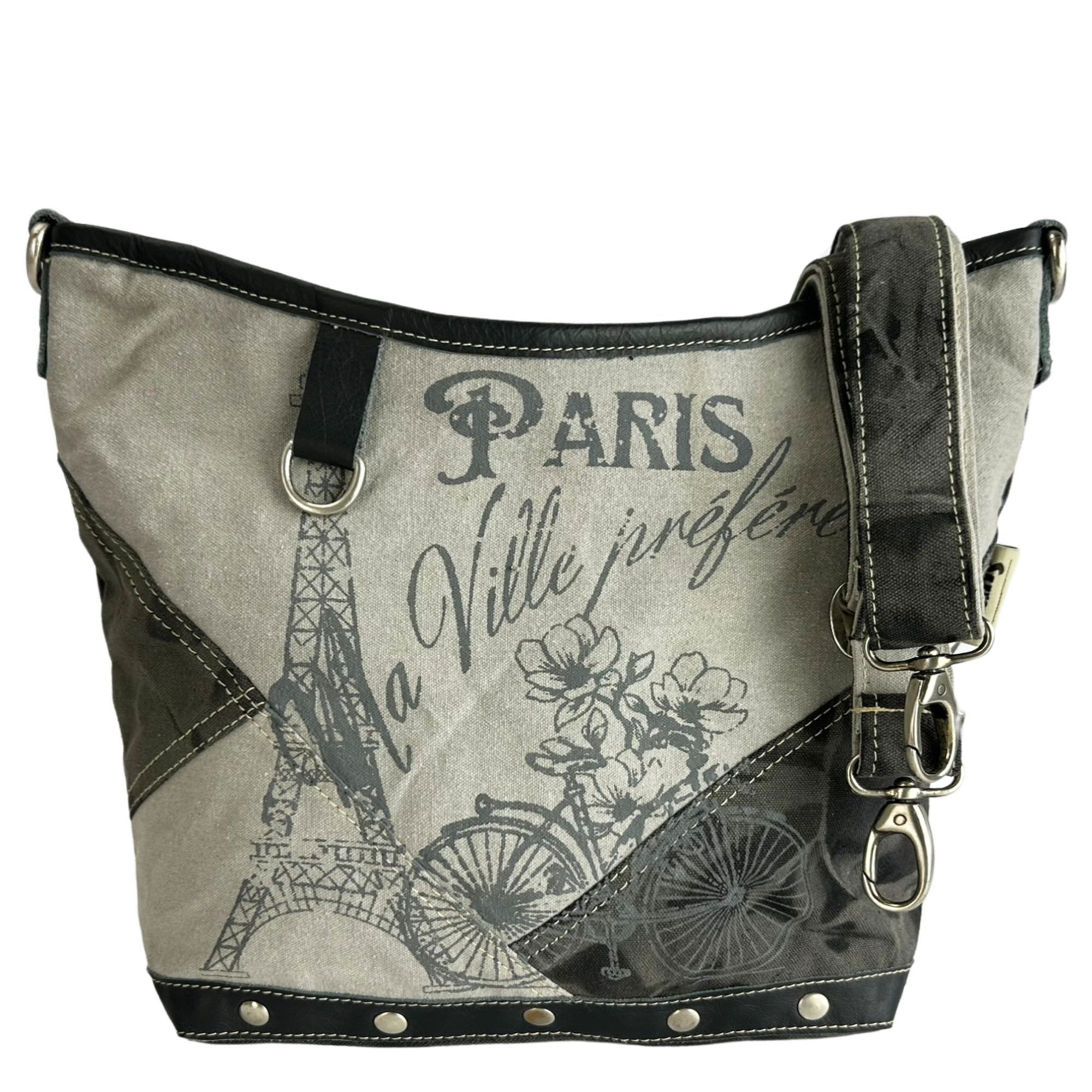 Sunsa Umhängetasche Große Canvas Leinwand Tasche Damen Umhängetasche Schultertasche grau, Abnehmbar und verstellbar bis 145 cm