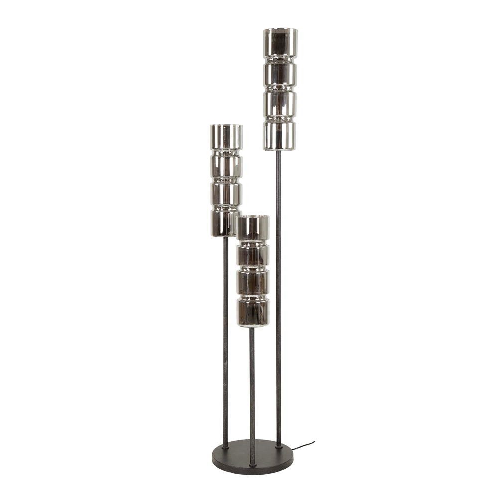 famlights Stehlampe Stehleuchte Belina in Chrom und Schwarz E27 3-flammig