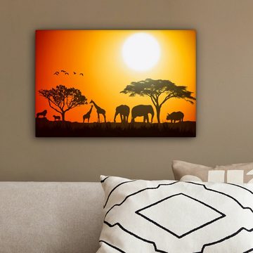 OneMillionCanvasses® Leinwandbild Elefant - Wilde Tiere - Afrika, (1 St), Wandbild Leinwandbilder, Aufhängefertig, Wanddeko, 30x20 cm