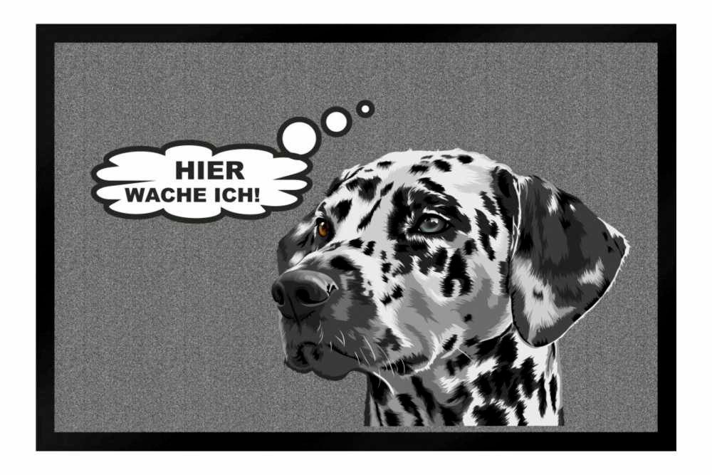 Ladreas Fußmatte Schmutzfangmatte Hier wache ich Dalmatiner F808, 60x40