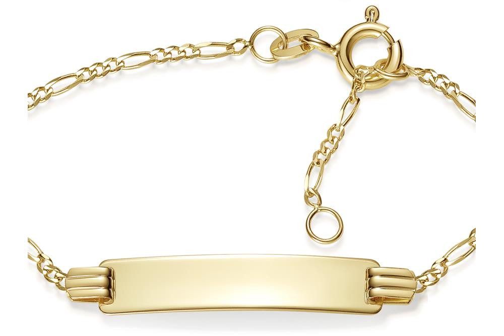 Silberkettenstore Goldarmband Kinder-Gravurarmband Figaro 1,5 - 333 Gold, Länge wählbar