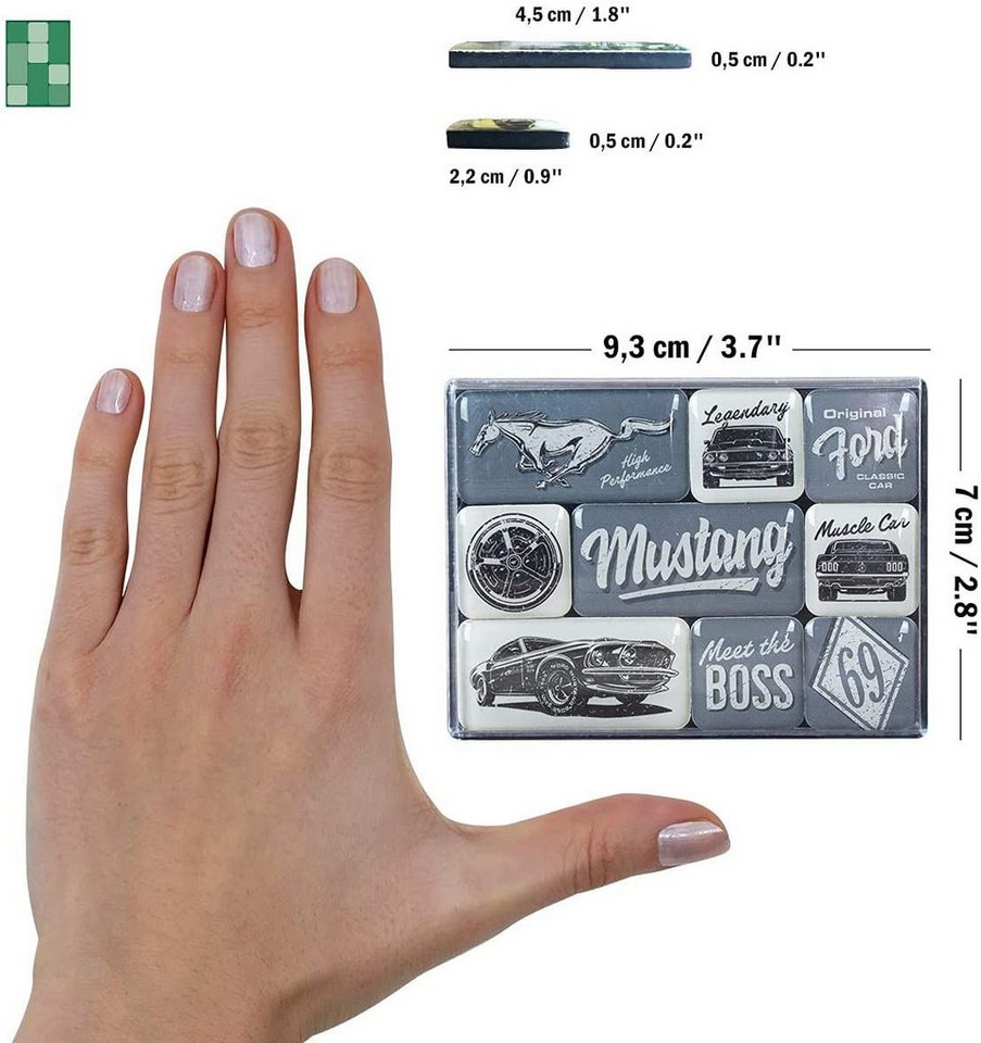 Thumbnail - Nostalgic-Art Magnet 9tlg. Magnetset - Ford Mustang The Boss
