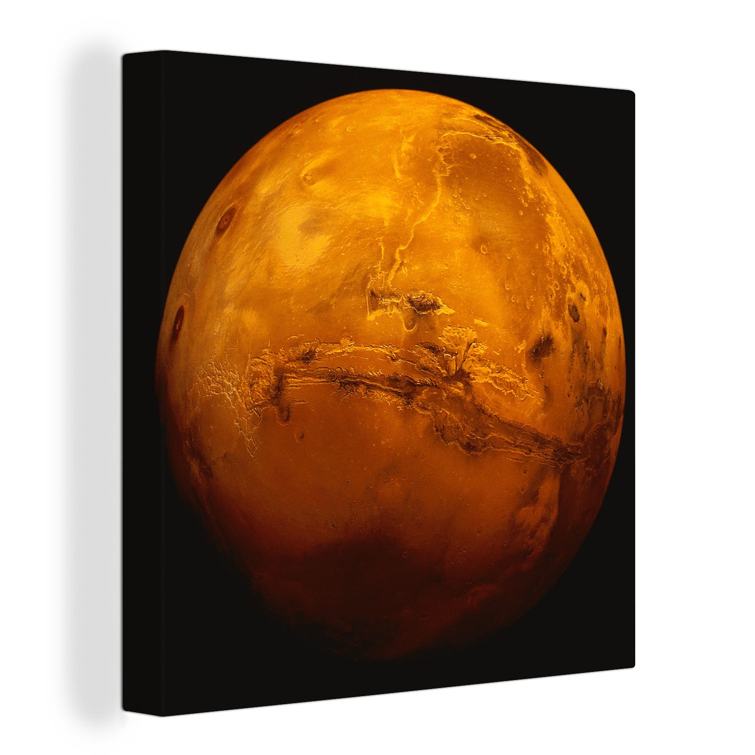 OneMillionCanvasses® Leinwandbild Der rote Planet Mars an einem dunklen Himmel, (1 St), Leinwand Bilder für Wohnzimmer Schlafzimmer