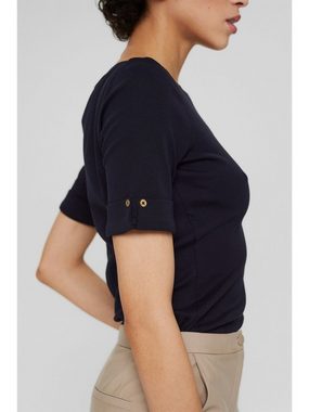 Esprit Collection T-Shirt T-Shirt aus Bio-Baumwolle mit umgeschlagenem Ärmel (1-tlg)