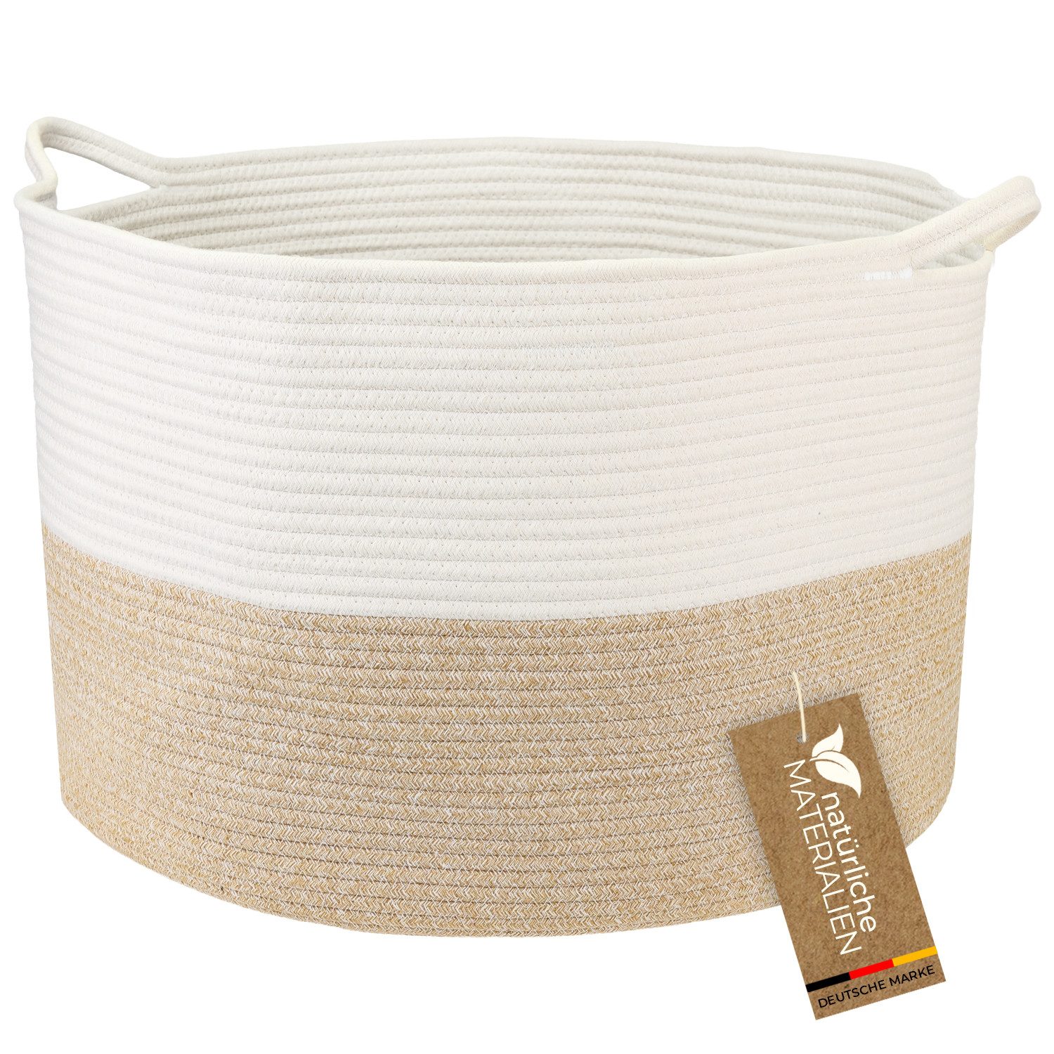 HMF Aufbewahrungskorb XXL Wäschekorb aus Baumwolle, runder Aufbewahrungskor günstig online kaufen