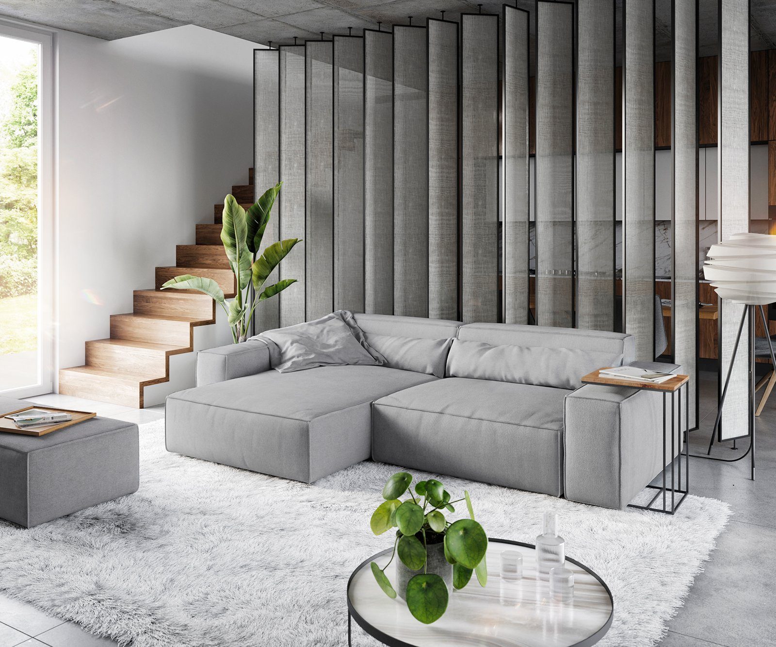 DELIFE Ecksofa Sirpio, XL Mikrofaser Grau günstig online kaufen