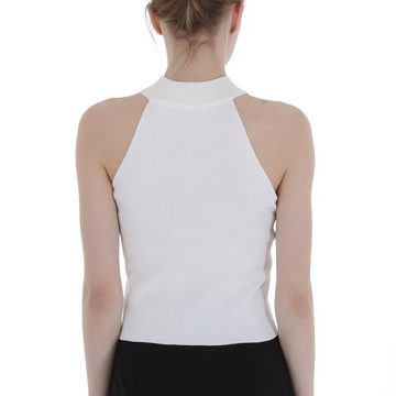 Ital-Design Tanktop Damen Freizeit Cold Shoulder Stretch Top in Weiß