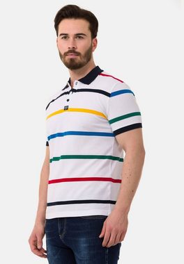 Cipo & Baxx Poloshirt mit farbenfrohem Streifen-Design