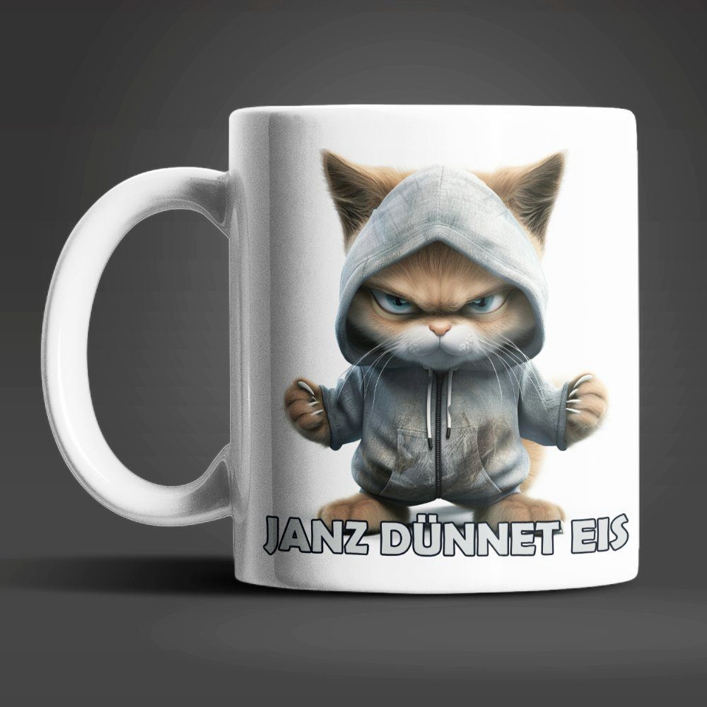 WS-Trend Tasse Katze Janz Dünnet Eis Keramik Kaffeetasse Teetasse, Keramik, 330 ml