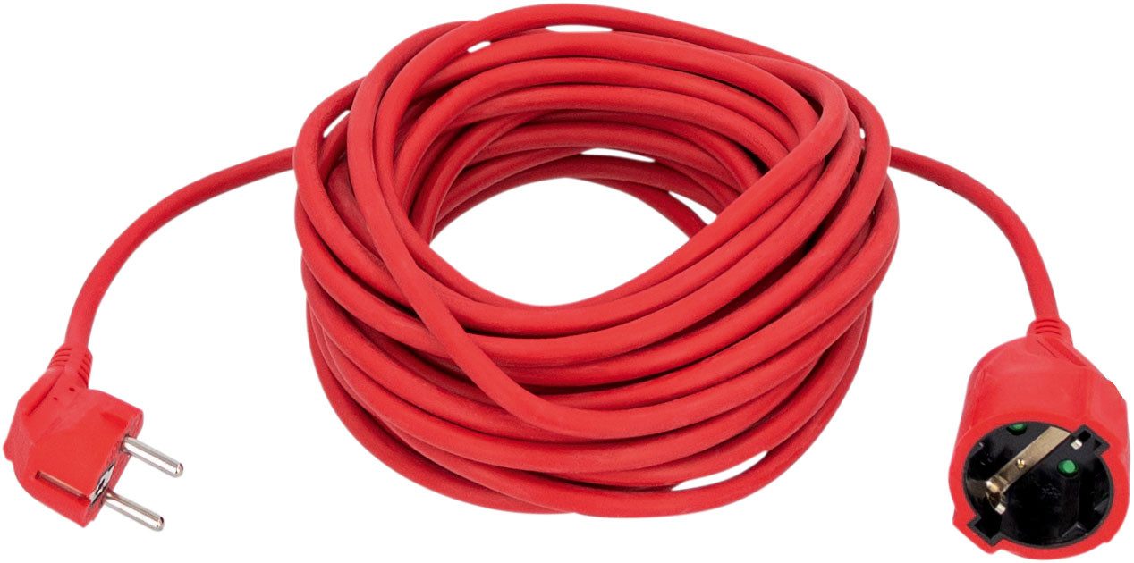 as - Schwabe Verlängeungsleitung Innen Schuko IP20 Rot Verlängerungskabel, Typ F (Schuko), Typ F (Schuko) (1000 cm), mit integriertem Kinderschutz
