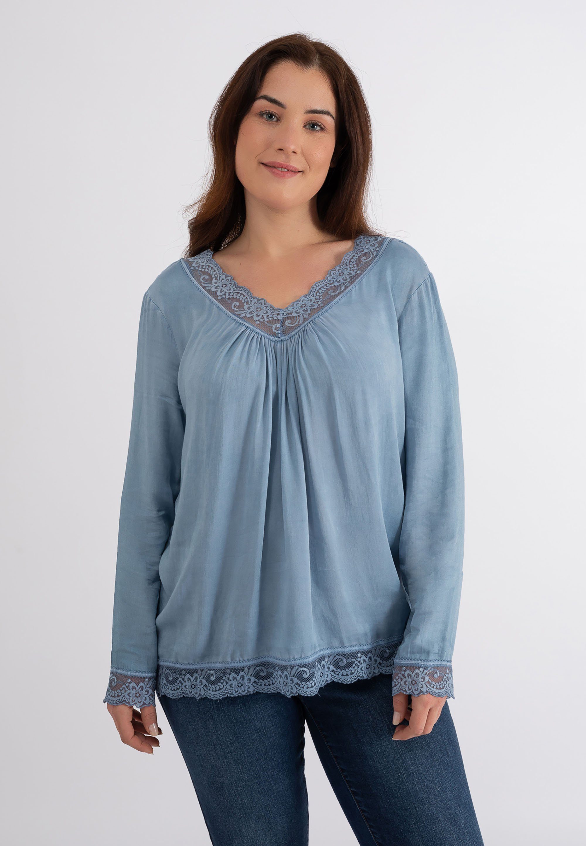 October Klassische Bluse mit femininem Spitzenbesatz