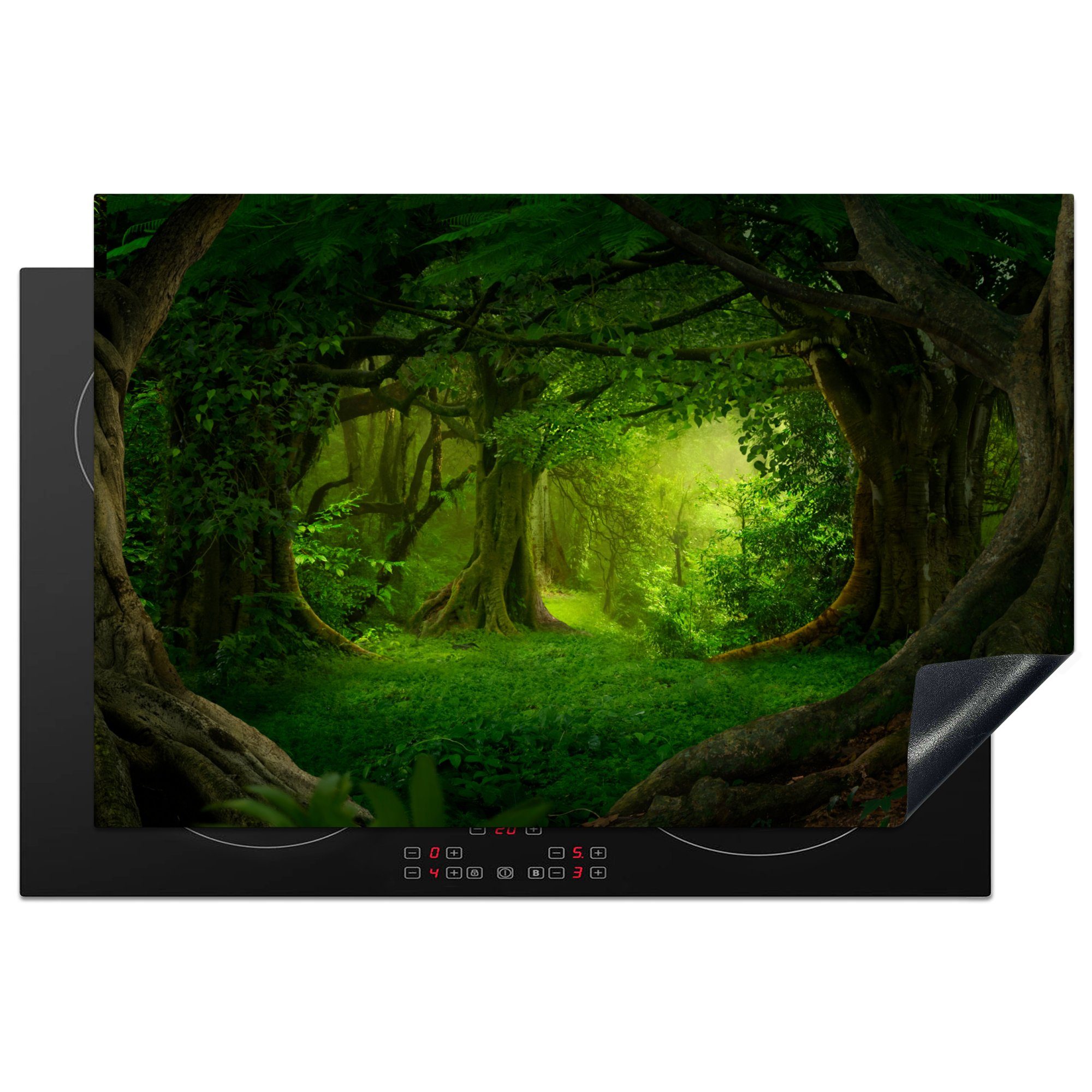 MuchoWow Herdblende-/Abdeckplatte Bäume - Wald - Grün - Landschaft - Natur, Vinyl, (1 tlg), 81x52 cm, Ceranfeldabdeckung, Arbeitsplatte für küche | Herdabdeckplatten