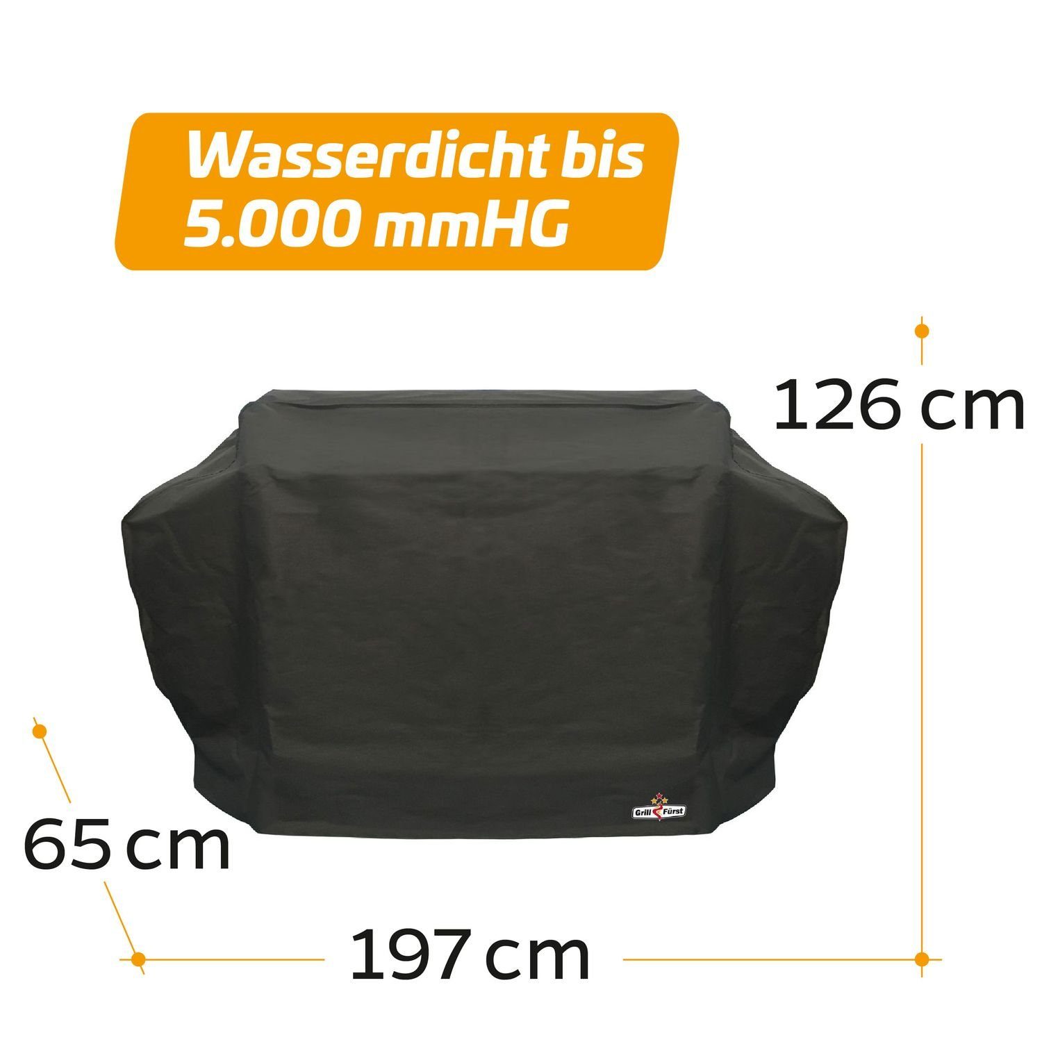 Grillabdeckhaube Grillfürst Abdeckhaube / Schutzhülle 197 x 65 x 126 cm für Broil King Imperial 690, PRO665 / Napoleon LEX730 / Weber Summit 670