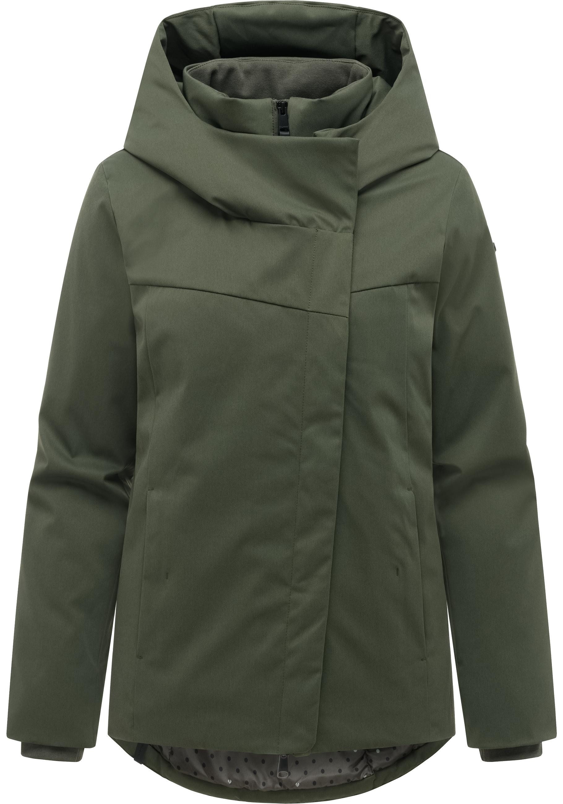 Ragwear Funktionsjacke Pavleen Short Y Warme Damen Winterjacke mit Stehkragen und Kapuze