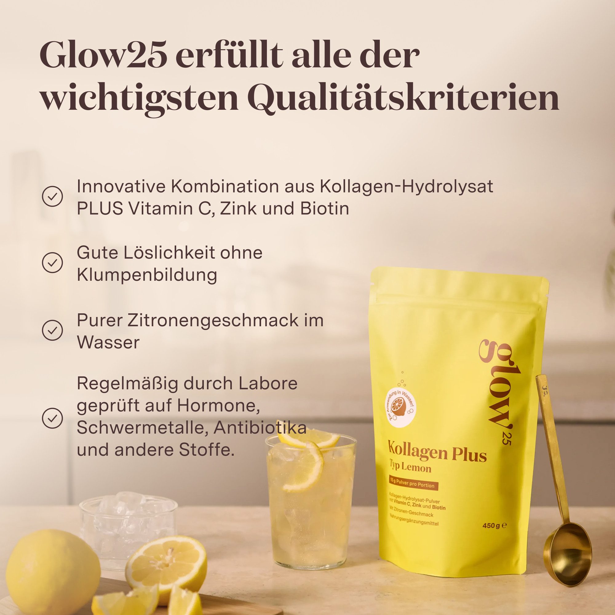 Glow25 Glow25® Collagen Plus Typ Lemon [450g] Pulver, 450 g
