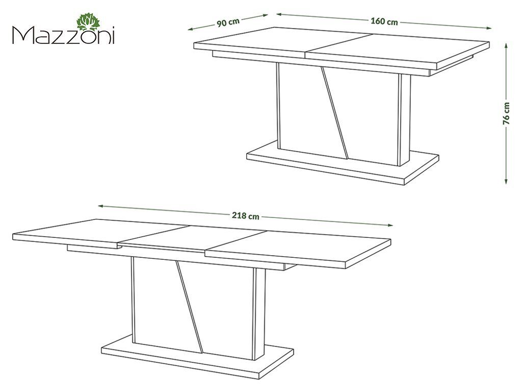 Mazzoni bis 160 Schwarz Esstisch ausziehbar Tisch Noble Esstisch Design 218 Noir cm Nussbaum - matt