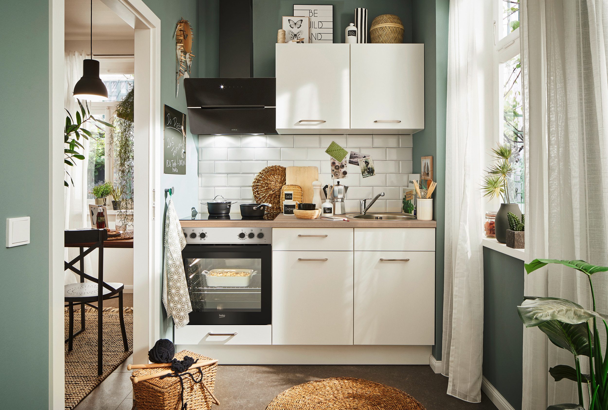 pino Küchenzeile Auxerre, individuell anpassbar, gratis Küchenplanung mit Profis, (Breite 160cm), vormontiert, wahlw. mit E-Geräten, Preis inkl. Lieferung