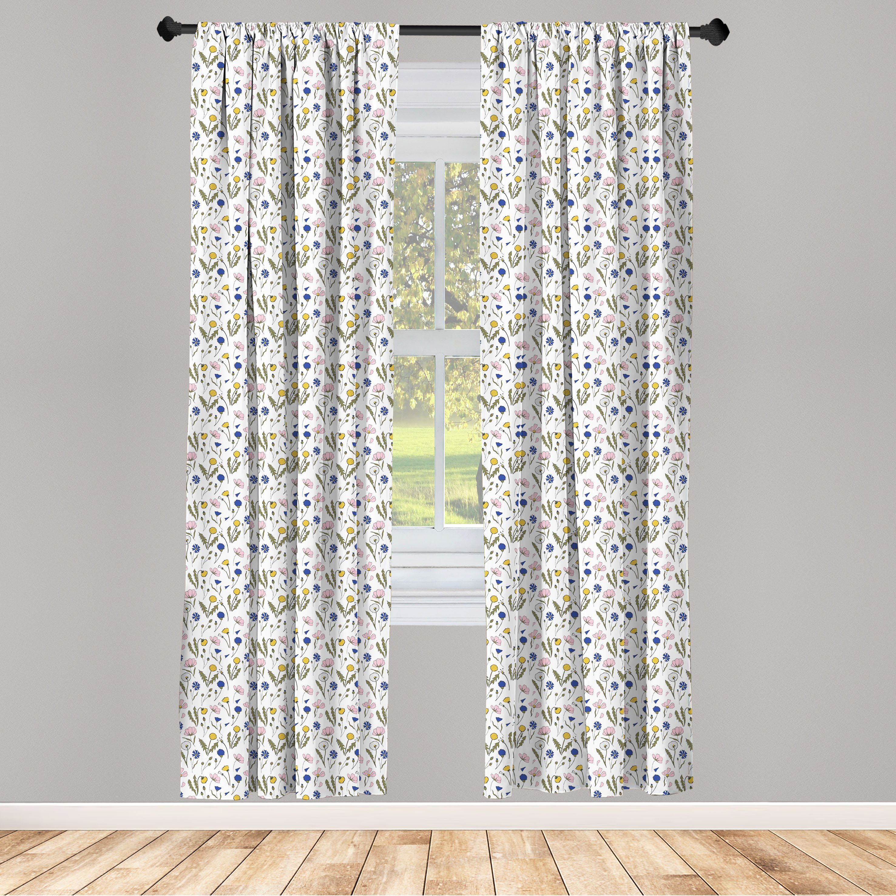 Gardine Vorhang für Wohnzimmer Schlafzimmer Dekor, Abakuhaus, Microfaser, Löwenzahn Frühling Botanik Blumen