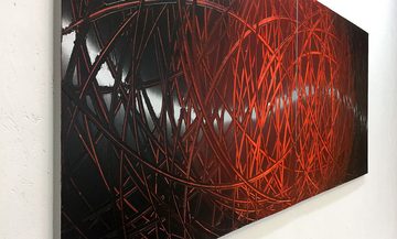 WandbilderXXL Gemälde Red Push 2.0 200 x 80 cm, Abstraktes Gemälde, handgemaltes Unikat