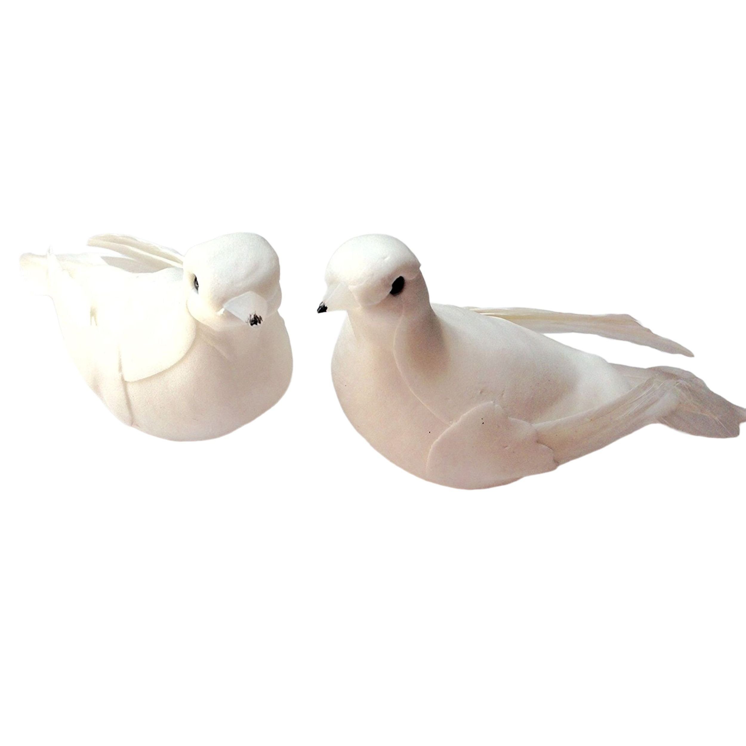 DekoTown Tierfigur Tauben Friedenstauben Weiß 13 cm, 2 St. | Tierfiguren